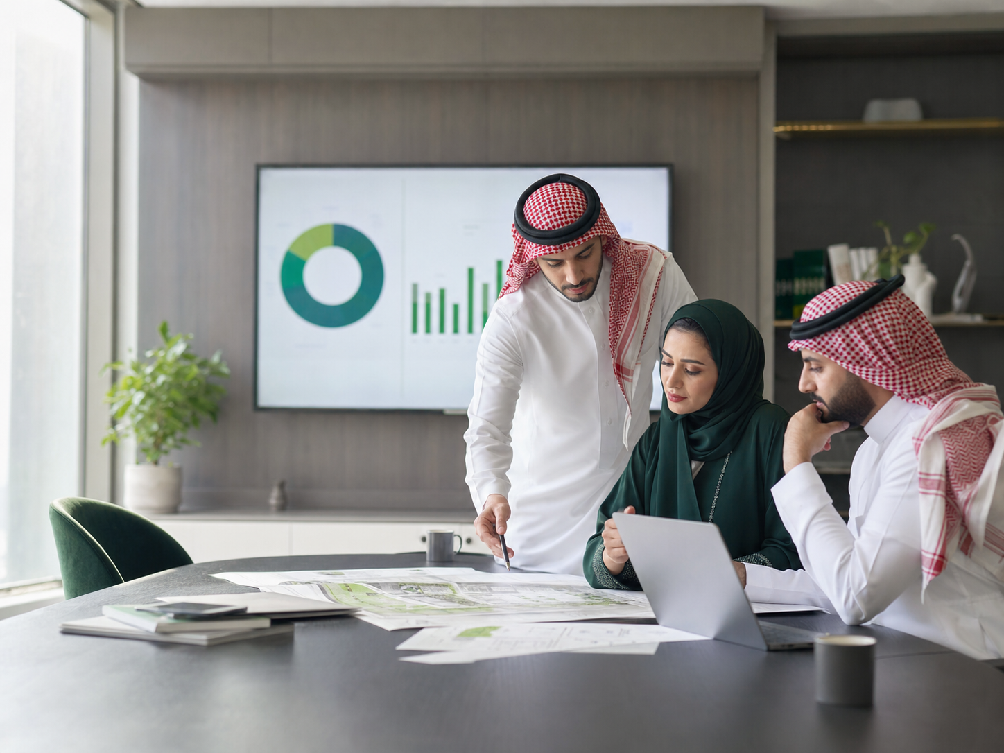 Saudi operations team reviewing project plans